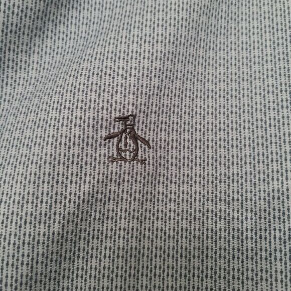 Penguin Blue Short Sleeve Slim Fit Button Down Shirt L - Picture 3 of 9